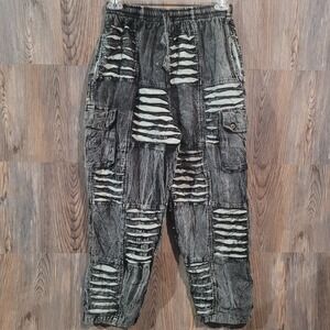Earthbound 3D Distressed Ripped Pants Sz Mx27 Boho Grunge Hippie Festival Gypsy